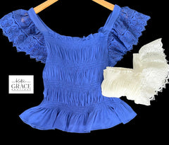 "Marcy" Smocked Square Neck Top - The Katie Grace Boutique
