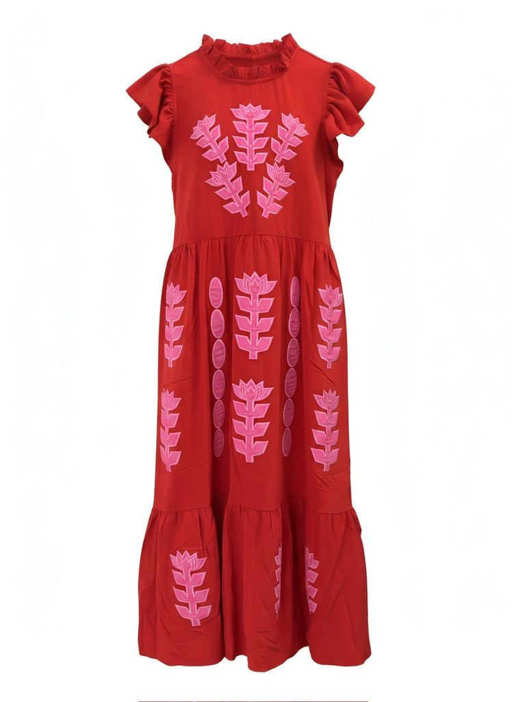 "Shelly" Embroidered Dress - The Katie Grace Boutique