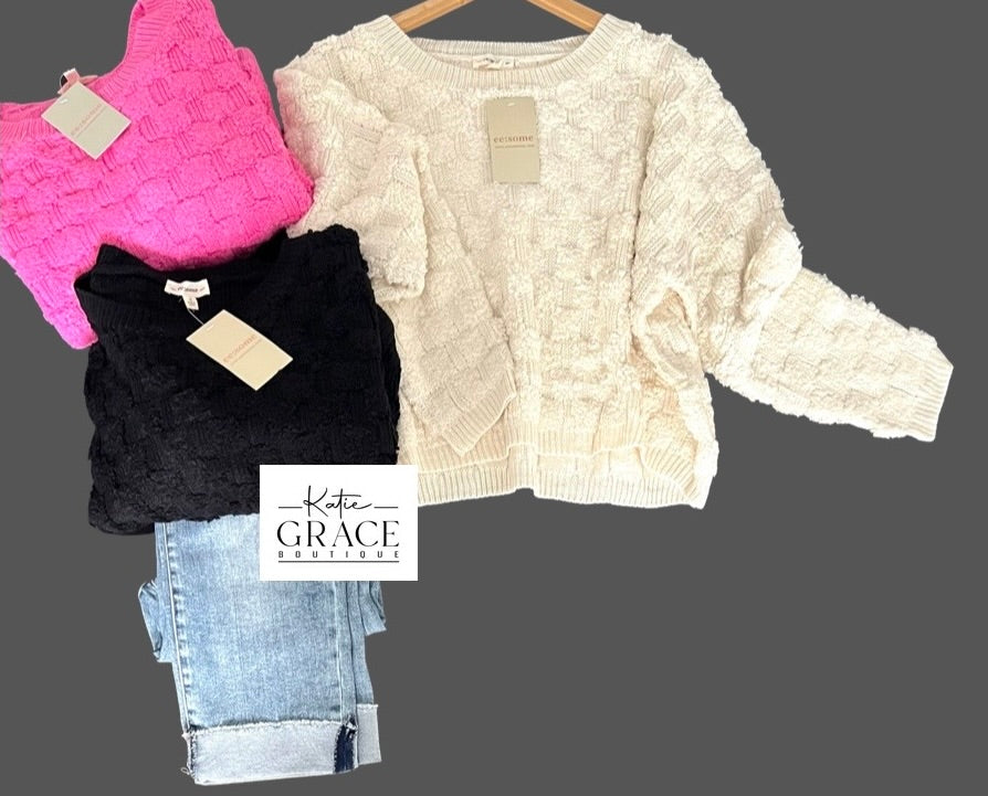 "Hazel" Textured Sweater - The Katie Grace Boutique
