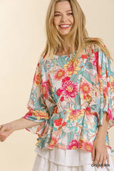 "Kelly" Floral Peplum Blouse - The Katie Grace Boutique