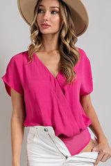 "Leena" Surplice Blouse Bodysuit - The Katie Grace Boutique