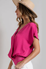 "Leena" Surplice Blouse Bodysuit - The Katie Grace Boutique