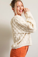 "Hazel" Textured Sweater - The Katie Grace Boutique