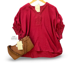 "Jessica" Braided Detail Blouse, 2 colors - The Katie Grace Boutique