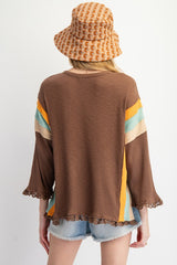 "Hazel" Ribbed Lace Trim Top - The Katie Grace Boutique