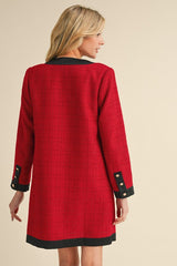 "Margot" Tweed Dress, Red - The Katie Grace Boutique