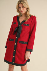 "Margot" Tweed Dress, Red - The Katie Grace Boutique