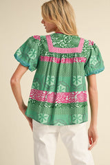 "Elliana" Puff Sleeve Blouse - The Katie Grace Boutique