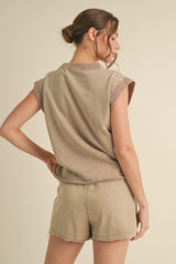 "Lorna" Mineral Washed Separates, Khaki - The Katie Grace Boutique