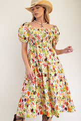 "Marti" Smocked Midi Dress - The Katie Grace Boutique