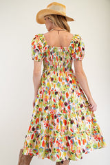 "Marti" Smocked Midi Dress - The Katie Grace Boutique