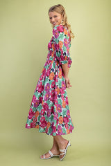 "Carmen" Floral Midi Dress - The Katie Grace Boutique