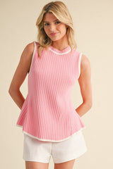 "Emma" Sleeveless Peplum Sweater, 2 colors - The Katie Grace Boutique