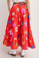 "Eva" Tiered Floral Skirt - The Katie Grace Boutique