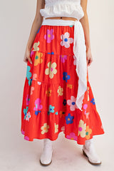 "Eva" Tiered Floral Skirt - The Katie Grace Boutique