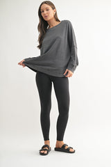 "Jessica" Thermal Mineral Washed Top, 4 colors - The Katie Grace Boutique
