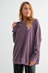 "Jessica" Thermal Mineral Washed Top, 4 colors - The Katie Grace Boutique