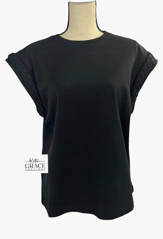 "Nichole" Braided Cap Sleeve Top - The Katie Grace Boutique