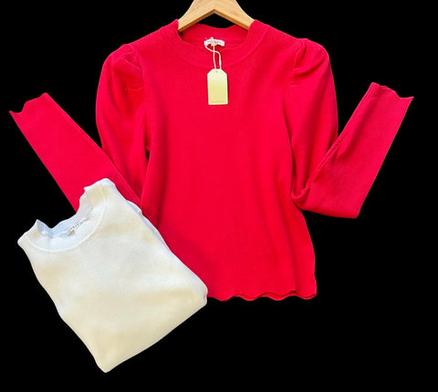 "Noelle" Ribbed Fitted Sweater, 2 colors - The Katie Grace Boutique