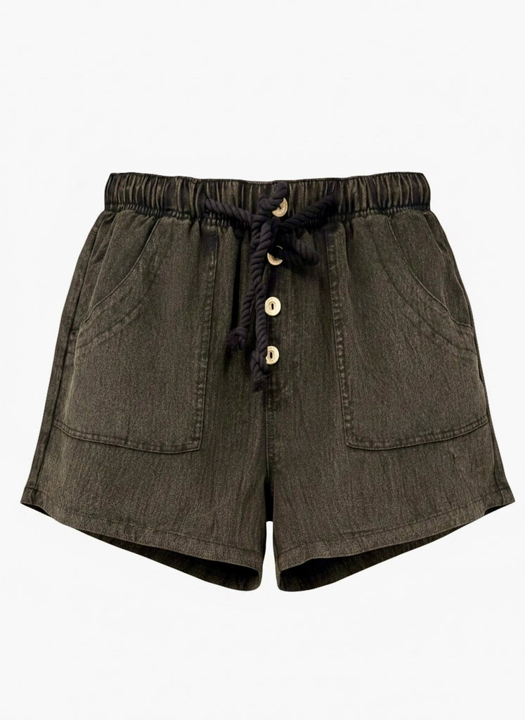 "Kiki"Mineral Washed Shorts - The Katie Grace Boutique