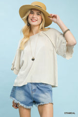 "Darlene" Linen Blend Top - The Katie Grace Boutique