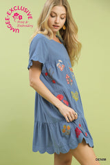 "Abbie" Tiered Embroidered Dress - The Katie Grace Boutique