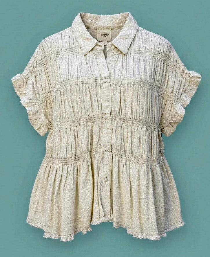 "Nichole" Smocking Blouse Down - The Katie Grace Boutique