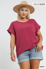 "Sloane" Scalloped Trim and Drawstring, S-2XL - The Katie Grace Boutique