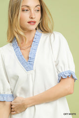 "Sutton" Striped Ruffle Details - The Katie Grace Boutique