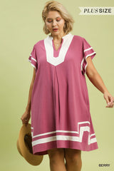 "Laura" Linen Blend Dress, Plus - The Katie Grace Boutique