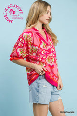 "Bianca" Printed Blouse - The Katie Grace Boutique