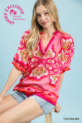 "Bianca" Printed Blouse - The Katie Grace Boutique