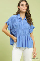 "Kirsten" Linen Blend Blouse - The Katie Grace Boutique