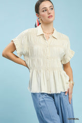 "Nichole" Smocking Blouse Down - The Katie Grace Boutique
