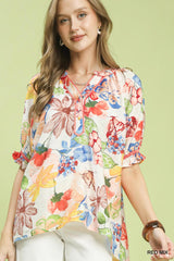 "Tiffani" Floral Blouse - The Katie Grace Boutique
