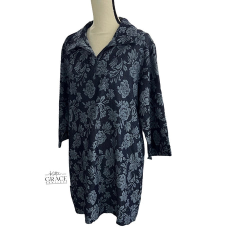 "Kayla" Floral Denim Dress - The Katie Grace Boutique