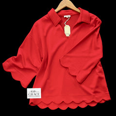 "Selena" Luxe Scalloped Top, S-2XL - The Katie Grace Boutique