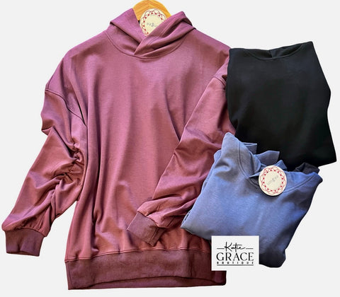 "Eliss" Ruched Sleeve Pullover, Luxe Knit - The Katie Grace Boutique