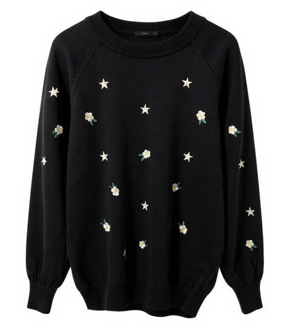 "Eva" Embroidered Sweater - The Katie Grace Boutique
