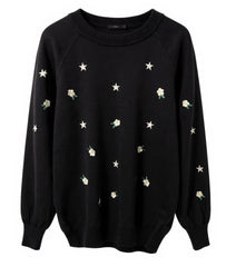 "Eva" Embroidered Sweater - The Katie Grace Boutique