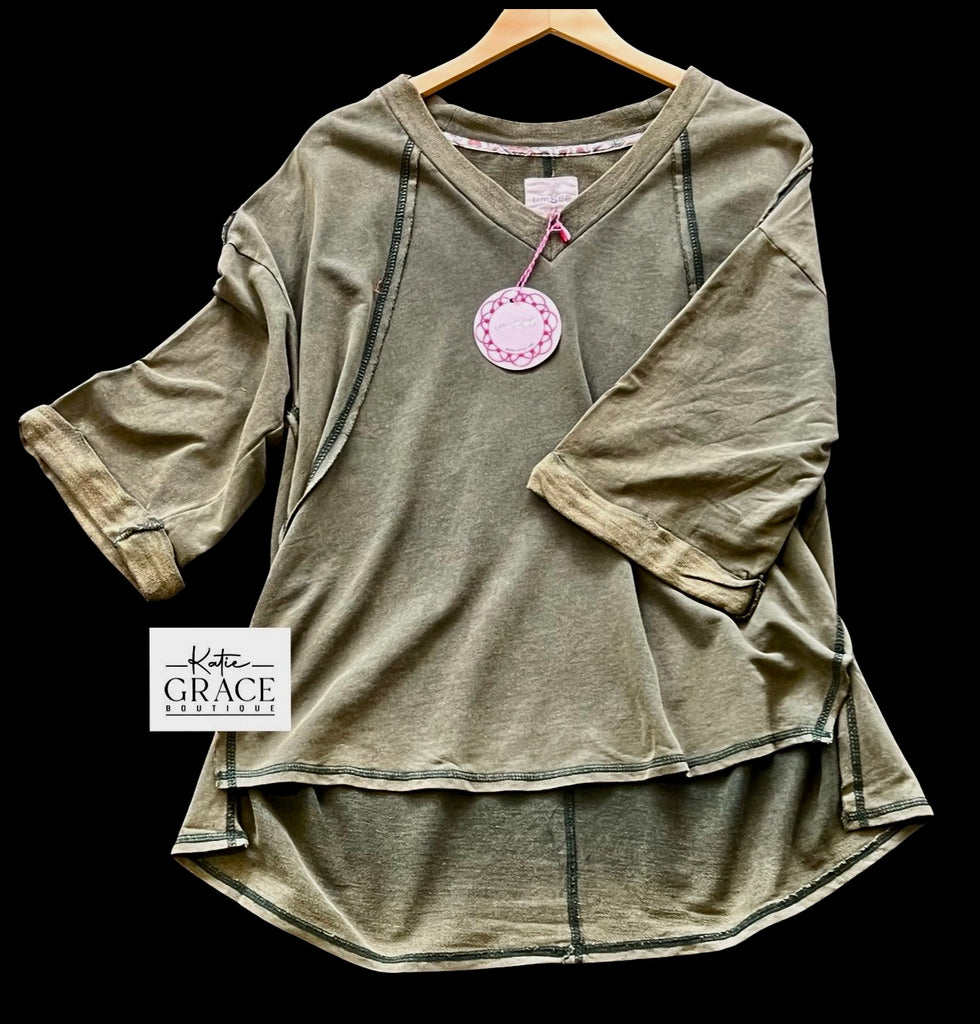 "Tessie" Mineral Washed Top - The Katie Grace Boutique