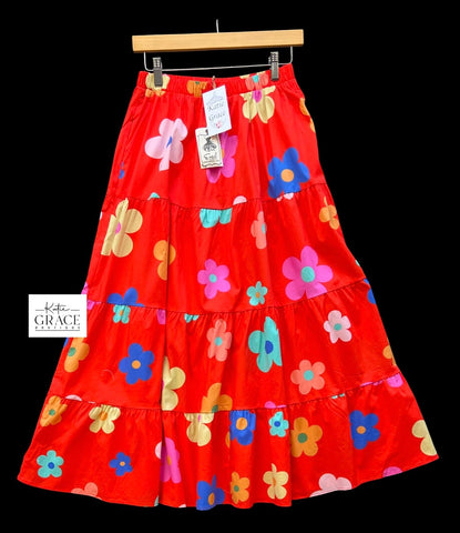 "Eva" Tiered Floral Skirt - The Katie Grace Boutique