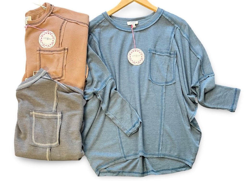 "Lottie" Dolman Waffle Top, 3 colors - The Katie Grace Boutique