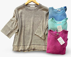"Jessica" Mineral Washed Sweater , 4 colors - The Katie Grace Boutique
