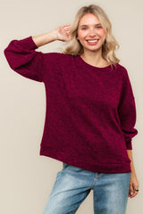 "Tessa" Two Tone Sweater, Wine - The Katie Grace Boutique