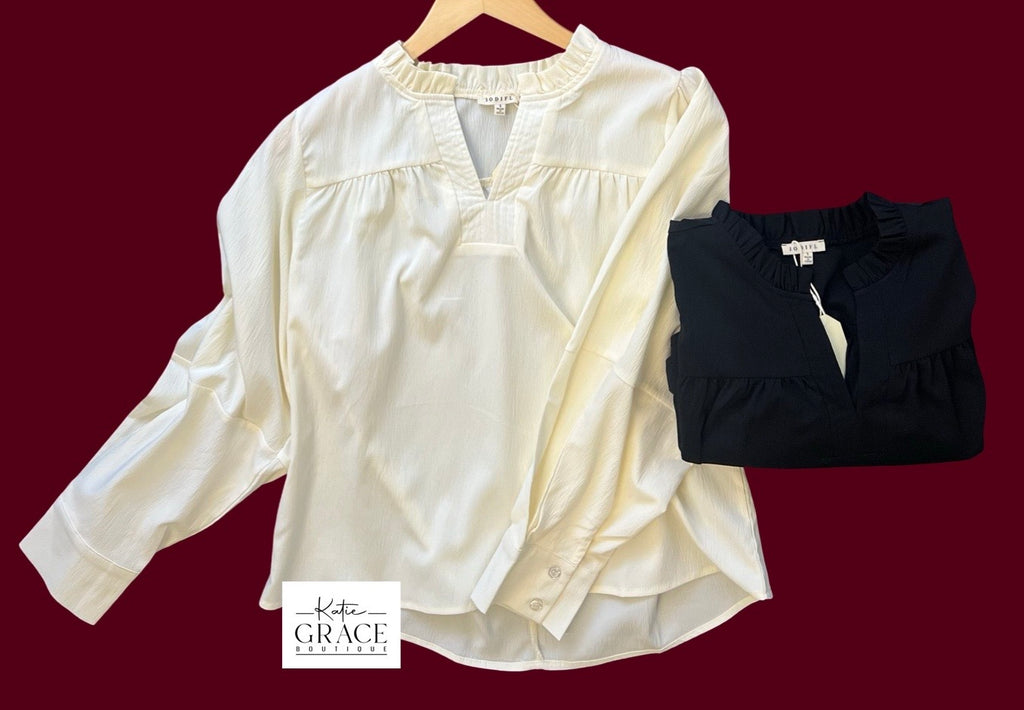 "Allie" Long Sleeve Blouse, 2 colors - The Katie Grace Boutique