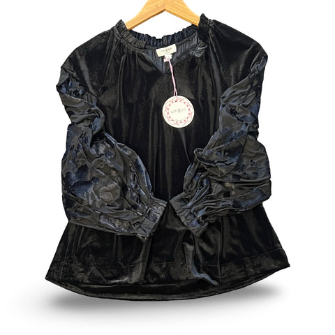 “Brittani" Velvet Blouse, now in Black - The Katie Grace Boutique