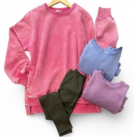 "Emily" Fleece Longline Pullover with Pockets, 3 colors