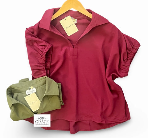 "Kell" Collared Blouse - The Katie Grace Boutique