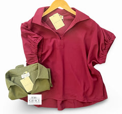 "Kell" Collared Blouse - The Katie Grace Boutique